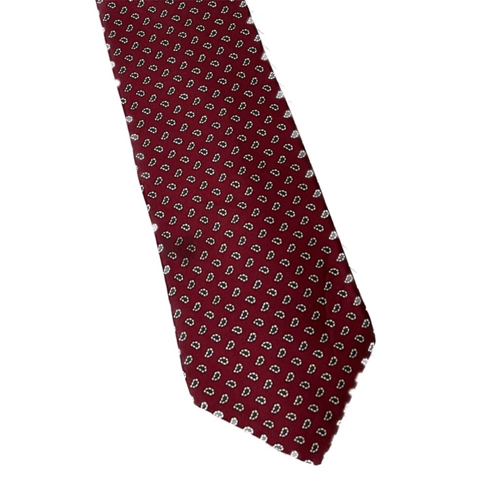 Vintage Yves Saint Laurent Burgundy Micro Paisley Silk Tie